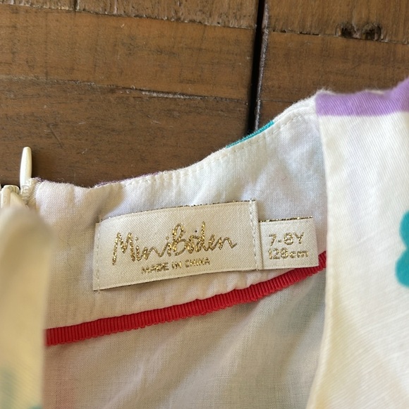 Mini Boden strawberry poppy flower linen blend fit and flare dress 7-8 years - Picture 3 of 6